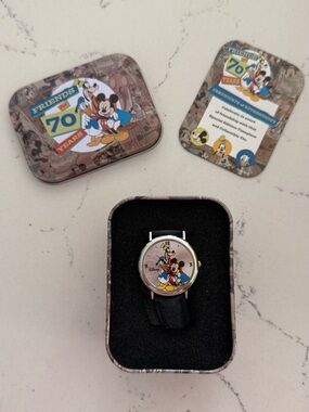 Disney Mickey & Minnie 70th Anniversary Watch - Black Strap